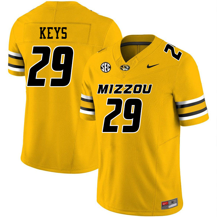 Men #29 Cameron Keys Missouri Tigers College Football Jerseys Stitched-Gold